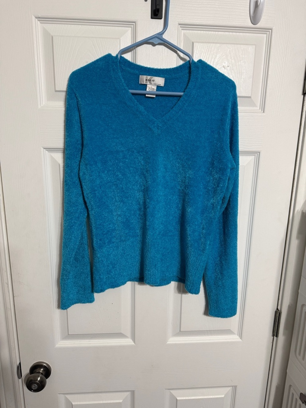 Soft V-Neck Sweater in Teal Blue by KASSY
